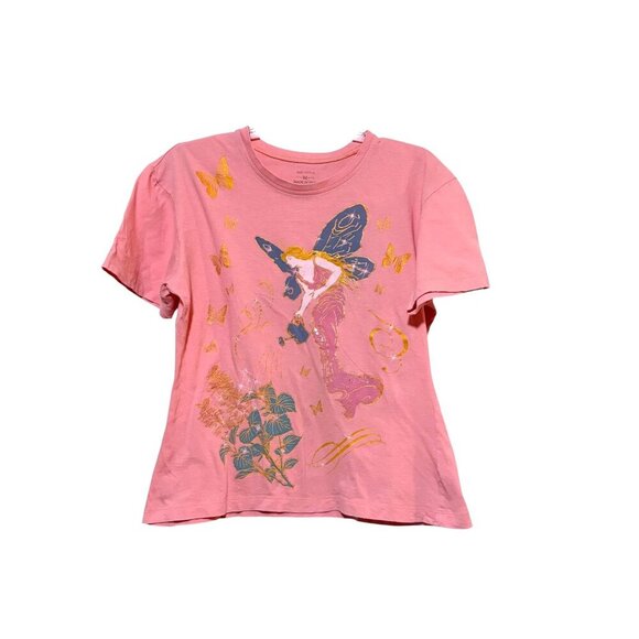 Awake Tops - Y2K Fairy Top M Baby T McBling Pink Fairy Wicked Oz Glinda Nouveau Made in Peru